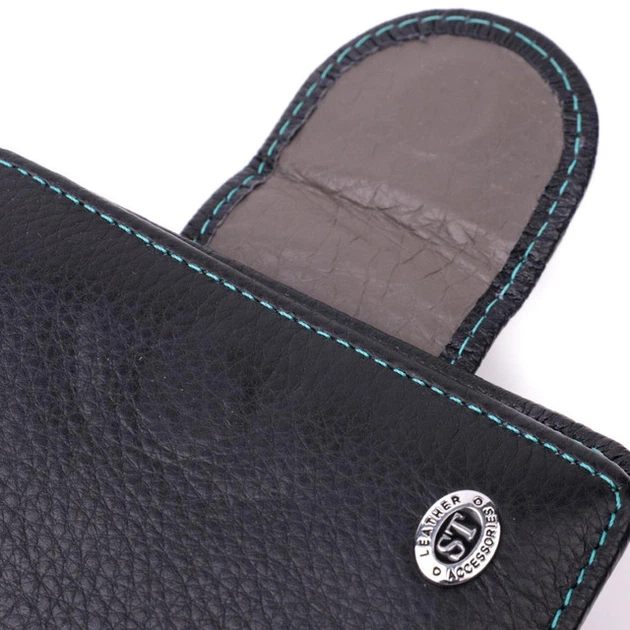 Женский кошелек ST Leather из натуральной кожи с внешней монетницей Вертикальный Черный 55748 - изображение 3