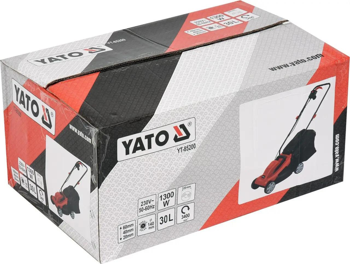 Газонокосилка на 4-х колесах электросетевая YATO 1300 Вт обрезной диапазон Ø= 33 см емкость 30 л - изображение 9