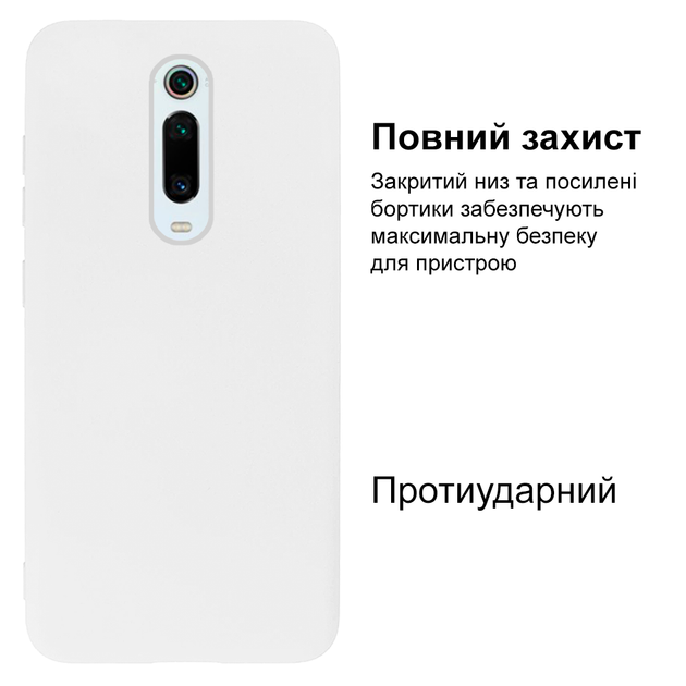 Чехол Silicone case Camera Protective для Xiaomi Mi 9T (09) белый White - изображение 2