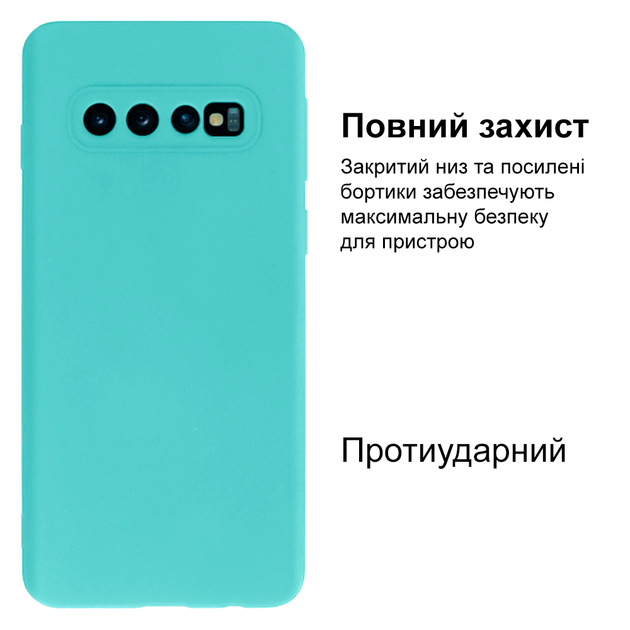 Чехол противоударный Silicone case защита камеры Kassel для Samsung S10 (02) бирюза Sea blue - изображение 2