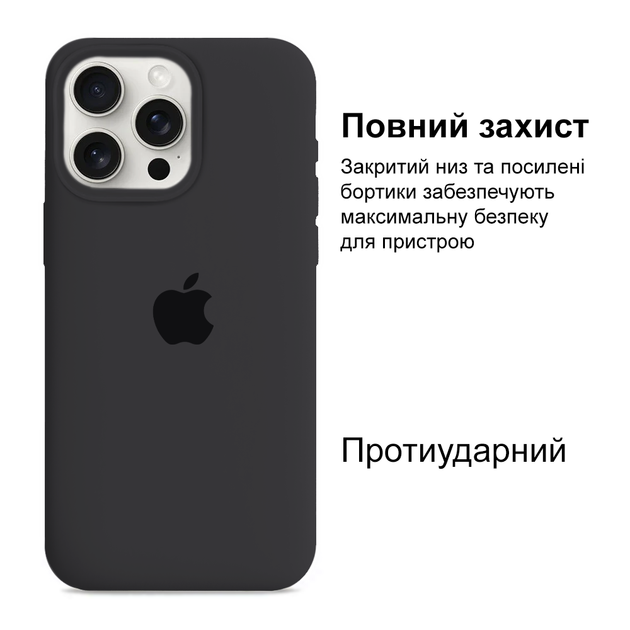 Чохол Kassel Silicone Full Case Protective для iPhone 13 Pro з мікрофіброю темно-сірий Charcoal Gray - зображення 2