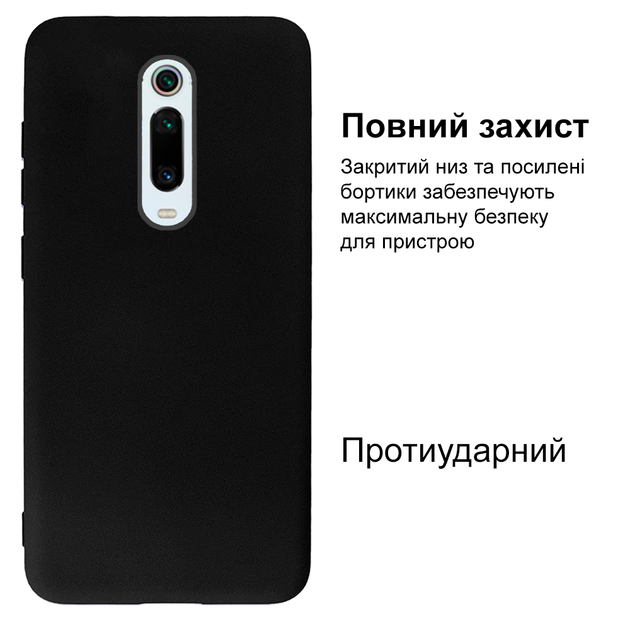 Чехол Silicone case Camera Protective для Xiaomi Mi 9T (03) черный Black - изображение 2