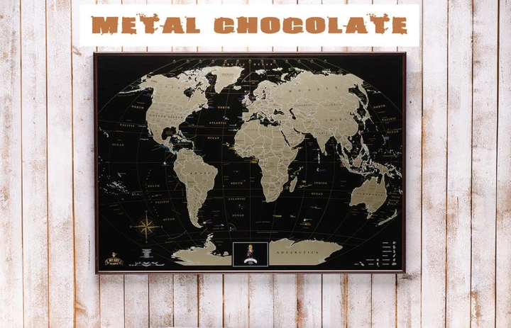 Скретч карта мира My Map Black edition ENG в раме Metal Chocolate - изображение 3