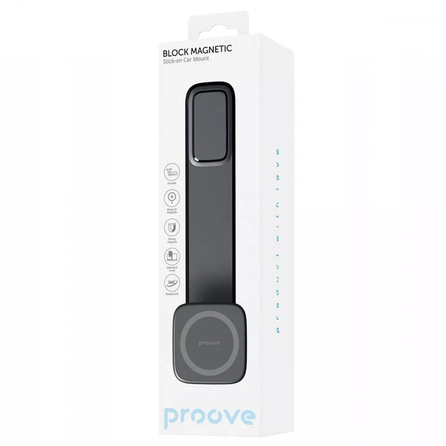 Автотримач для телефона Proove Block Magnetic Stick-on Car Mount Magnetic Ring, Black - Фото 9 Автотримач для телефона Proove Block Magnetic Stick-on Car Mount Magnetic Ring, Black - зображення 9
