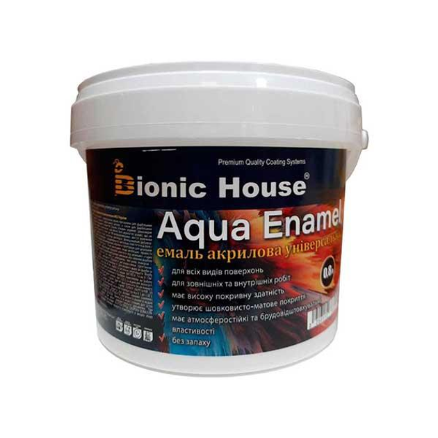 Аква-емаль універсальна BIONIC HOUSE AQUA ENAMEL (БІОНІК ХАУС) 0,8л біла напівматова - зображення 1