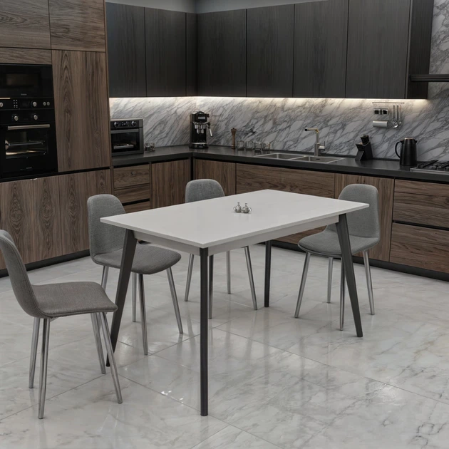Стол обеденный Tobi Sho BON прямоугольный для кухни, столовой, 1180х680х750 мм Белый/Серый - изображение 2