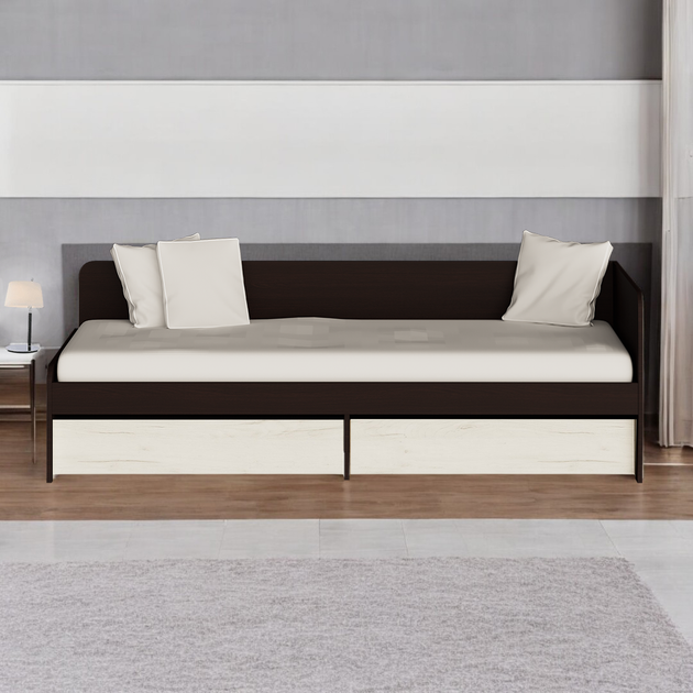 Ліжко односпальне Tobi Sho SONATA/800 для дитячої кімнати з двома шухлядами, 800х1900 мм Венге темний/Білий - зображення 3