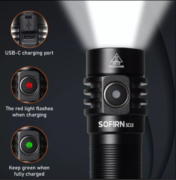 Портативный светодиодный фонарик Sofirn SC18 1800lm - изображение 5