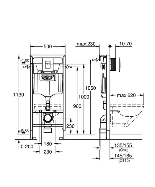 Инсталляция для унитаза GROHE Rapid SL с кнопкой белая глянец 38772SH0 - изображение 2
