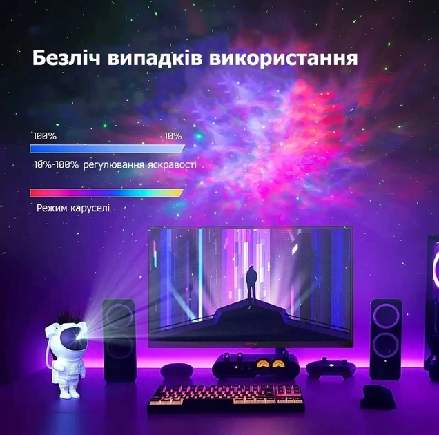 Ночник проектор космонавт Astronaut Nebula астронавт с подсветкой пульт ДУ - изображение 3