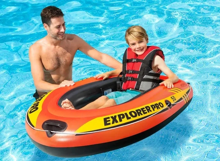 Надувная лодка одноместная для детей Intex 58354 Explorer PRO 50 137x85x23 см Оранжевый - изображение 3