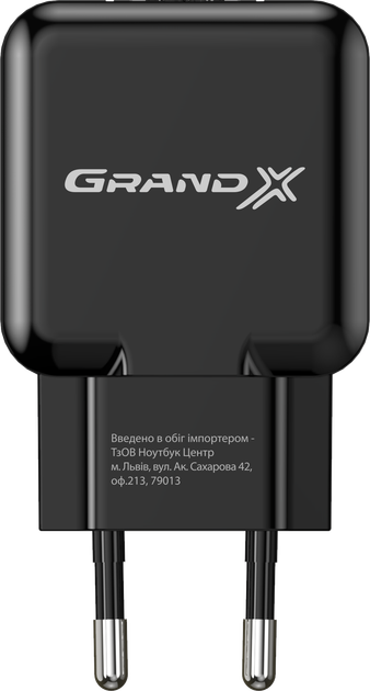 Мережевий зарядний пристрій Grand-X 1 USB 2.1 A Black (CH-03B) - изображение 2