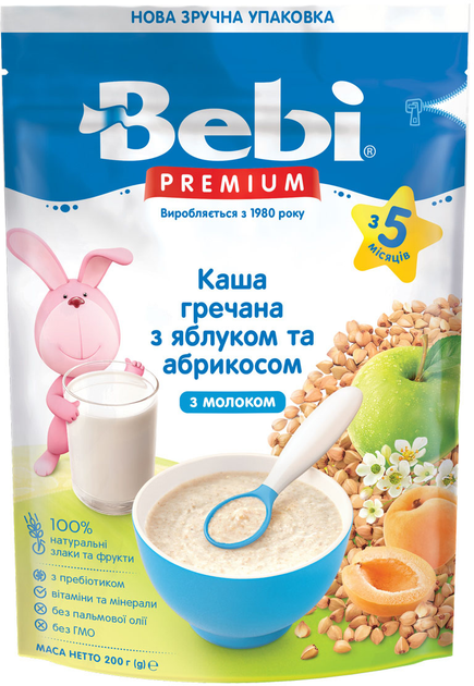 Каша молочна Bebi Гречана з яблуком та абрикосом з 5 місяців 200 г (8606019654290) - зображення 1