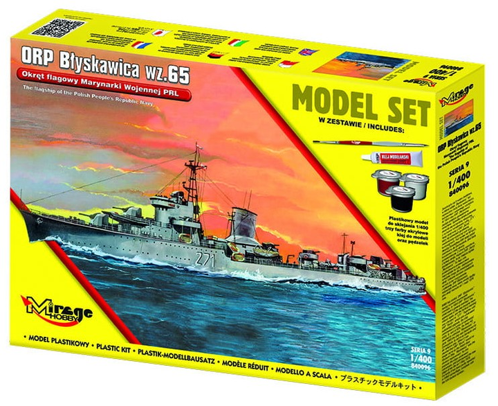 Збірна модель Mirage Hobby 840096 Флагман ВМС Польщі ORP Блискавиця wz. 65 1:400 (5901463840965) - зображення 1