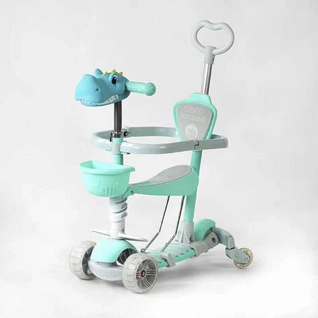 Детский самокат беговел 5в1 Best Scooter P-67303 с дополнительными колесами, родительской ручкой и бортиками Бирюзовый - Фото 1 Детский самокат беговел 5в1 Best Scooter P-67303 с дополнительными колесами, родительской ручкой и бортиками Бирюзовый - изображение 1
