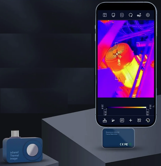 Мобильная тепловизионная камера Tooltop T7, 256x192, Android, тип C, 25 Гц - Фото 2 Мобильная тепловизионная камера Tooltop T7, 256x192, Android, тип C, 25 Гц - изображение 2