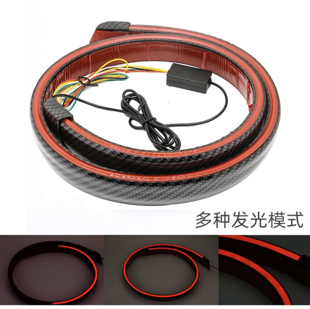 Лип спойлер светодиодная подсветка SAMURAI с фиксированным LED стоп-сигналом углеродное волокно 120 см. - изображение 6