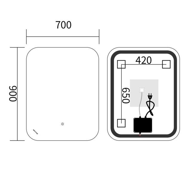 Дзеркало Mixxus Premium DIVERSE MR15-90x70-REVERSE (LED Touch, Anti-fog, димер (3-6,5kK)) (MP6639) - Фото 10 Дзеркало Mixxus Premium DIVERSE MR15-90x70-REVERSE (LED Touch, Anti-fog, димер (3-6,5kK)) (MP6639) - зображення 10
