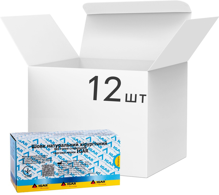 Упаковка шовку Igar №6 натурального хірургічного без голки стерильного 12 шт (4820017605939) - зображення 1