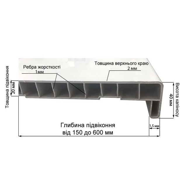 Підвіконня SAUBERG Classic антрацит матове 200х3600мм - зображення 2
