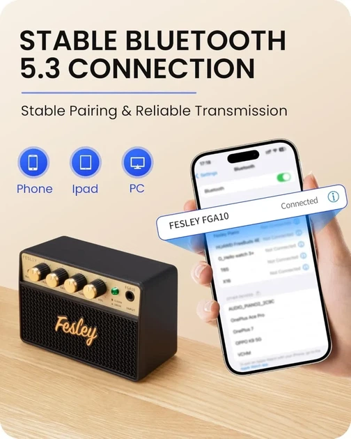 Комбоусилитель для электрогитары Fesley FGA10, Bluetooth,10 ватт - изображение 2