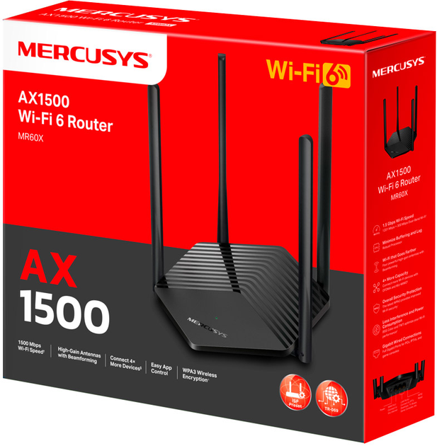 Маршрутизатор Mercusys MR60X Wi-Fi6/ AX1500/ 1 Гбит/с / OFDMA / MU-MIMO - изображение 5