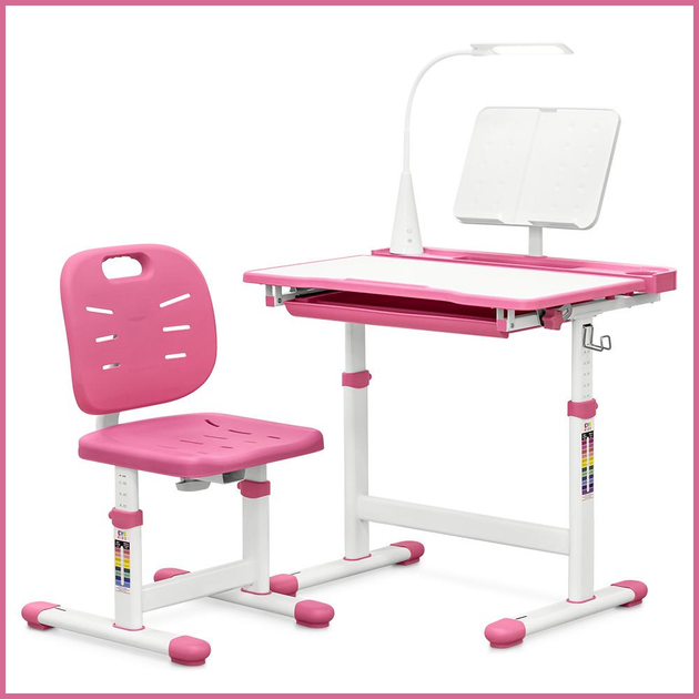 Комплект Evo-kids (стілець+стіл+полиця+лампа) Evo-17 PN Ergo (арт. Evo-17 PN Ergo) Рожевий - изображение 1