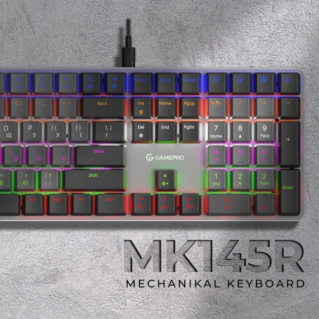Клавиатура GamePro MK145R Red Swich Low Profile USB Dark Gray (MK145R) - изображение 8