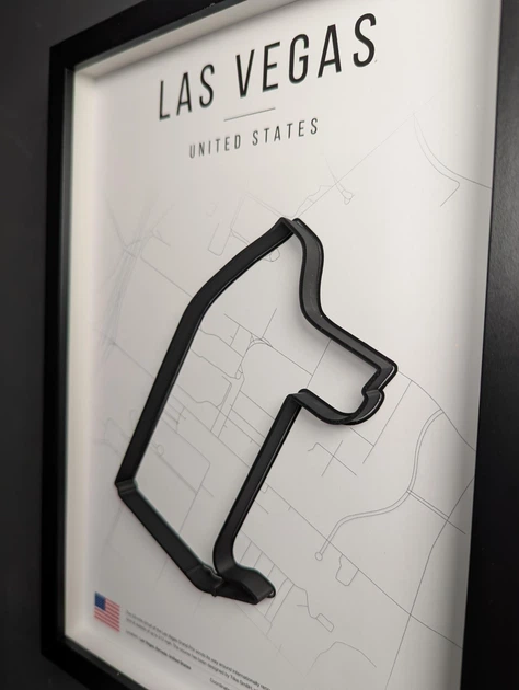 Об'ємна Рамка з 3D Трасою LAS VEGAS Circuit (Las Vegas Street Circuit) / Las Vegas (Nevada) United States / Лас-Вегас в Масштабі 1:40 000 Black Matte / Frame 32x23x3 - зображення 9