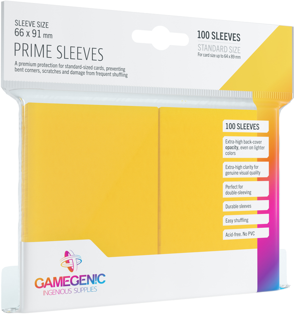 Koszulki do ochrony kart Gamegenic: Prime CCG Sleeves (66x91 mm) - Yellow, 100 sztuk (4251715402238) - obraz 1