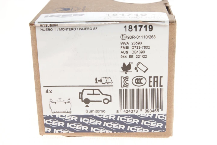 Колодки гальмівні задні Mitsubishi Pajero 91-00/Pajero Sport 98- 181719 ICER - Фото 11 Колодки гальмівні задні Mitsubishi Pajero 91-00/Pajero Sport 98- 181719 ICER - зображення 11