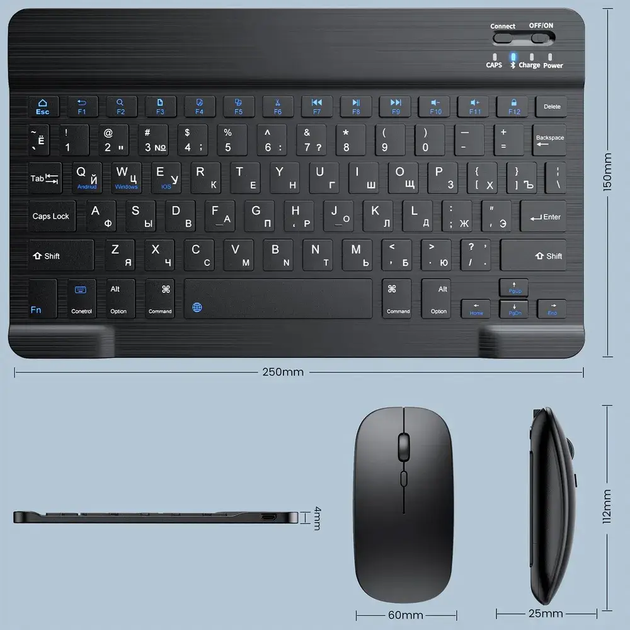 Клавіатура та мишка бездротові комплект, з USB / Акумуляторна Bluetooth BT Combo (L) - зображення 8