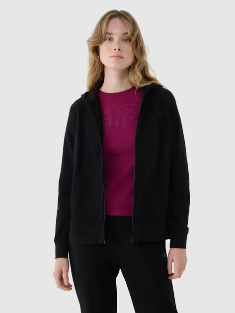Bluza damska rozpinana streetwear z kapturem 4F 4FWMM00TSWSF1763-20S L Czarna (5905700346272) - obraz 5