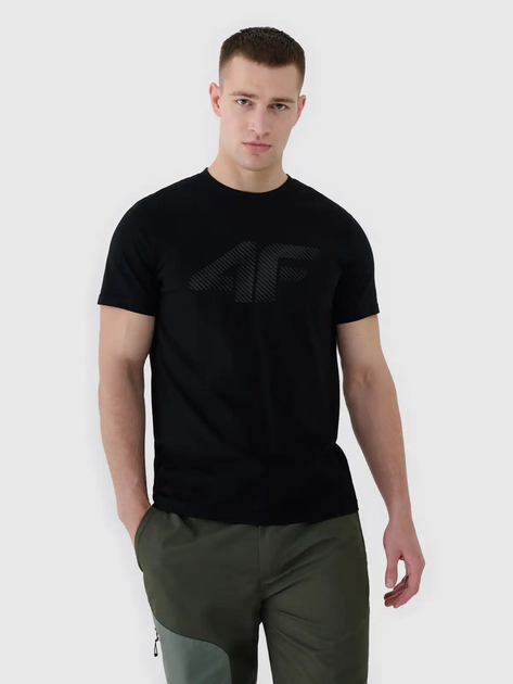 Футболка бавовняна довга чоловіча 4F 4FWMM00TTSHM2257-20S XL Чорна (5905700343639) - зображення 1