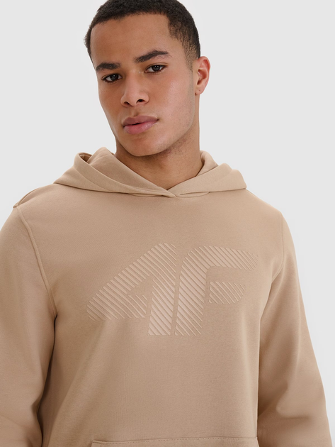 Bluza męska z kapturem 4F 4FWSS25TSWSM1621-83S L Beżowa (5905700401261) - obraz 6