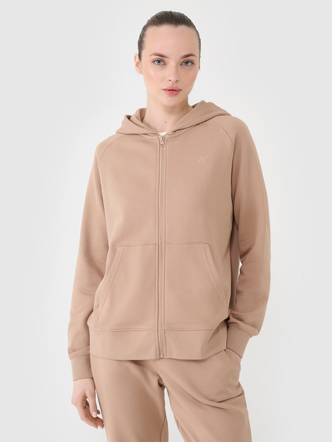 Bluza damska rozpinana streetwear z kapturem 4F 4FWSS25TSWSF1620-83S M Beżowa (5905700408338) - obraz 1