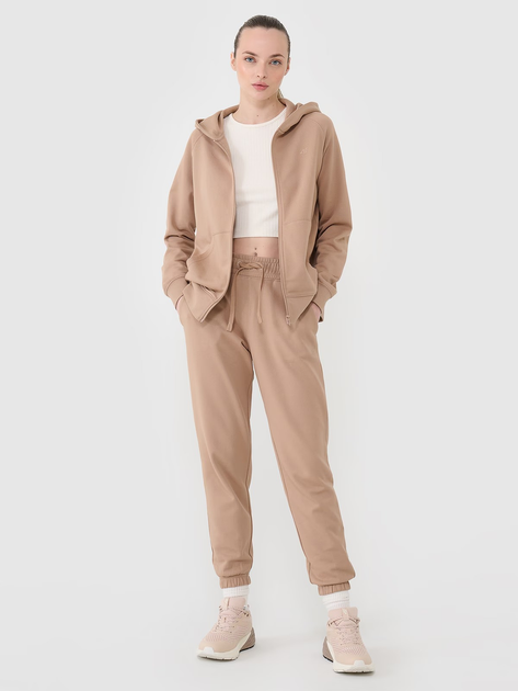 Bluza damska rozpinana streetwear z kapturem 4F 4FWSS25TSWSF1620-83S S Beżowa (5905700408307) - obraz 4
