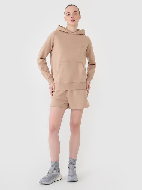 Bluza damska z kapturem 4F 4FWSS25TSWSF1542-83S L Beżowa (5905700408000) - obraz 4