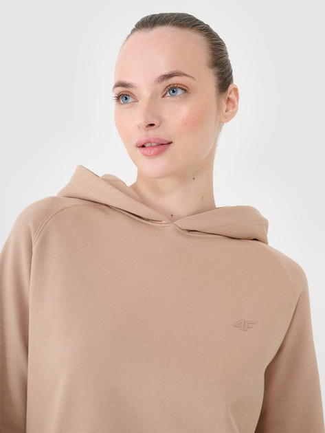Bluza damska z kapturem 4F 4FWSS25TSWSF1542-83S S Beżowa (5905700408017) - obraz 5