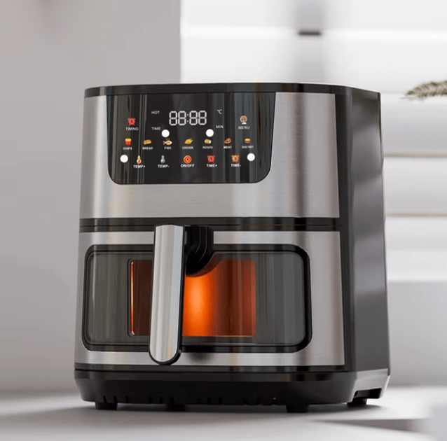 Мощная фритюрница аэрогриль без масла Rainberg 4200W, Безмасляная воздушная аэрофритюрница большого объема 12л (2287) - изображение 8
