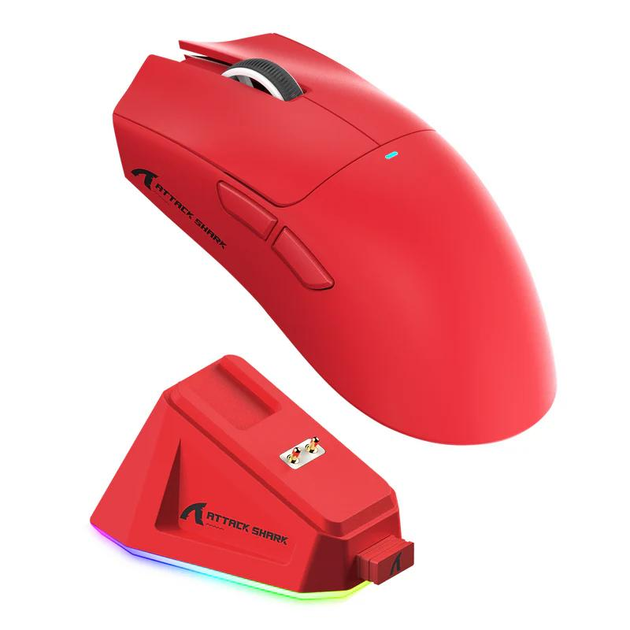 Беспроводная Мышь ATTACK SHARK X11 Красная 2.4G/Bluetooth/Провод, Сенсор PAW3311 22000 DPI - изображение 1