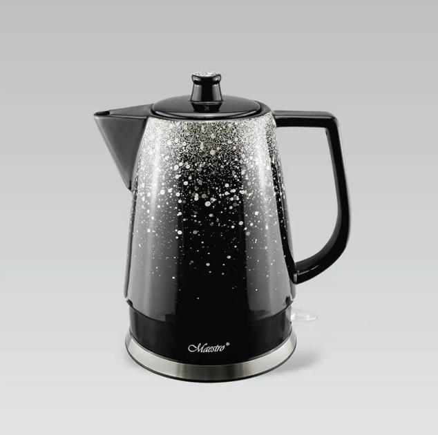 Электрочайник керамический Maestro 1.5л черно - серебряный (MR-074-SILVER) 1500 Вт - Фото 3 Электрочайник керамический Maestro 1.5л черно - серебряный (MR-074-SILVER) 1500 Вт - изображение 3