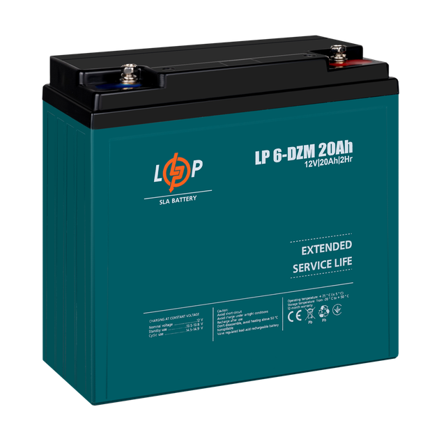 Тяговая аккумуляторная батарея AGM LogicPower LP 6-DZM-20 12V 20Ah - изображение 4