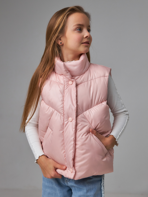 Детский стеганый дутый жилет для девочки Tair Casual ЖК 593 134 см Розовый (2100031880058) 