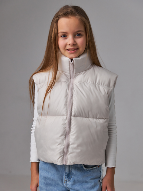 Подростковый стеганый дутый жилет для девочки Tair Casual ЖК 596 164 см Серый (2100032070144) 