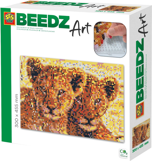 Mozaika SES Creative Beedz Art Lion cubs 7000 elementów (8710341060077) - obraz 1