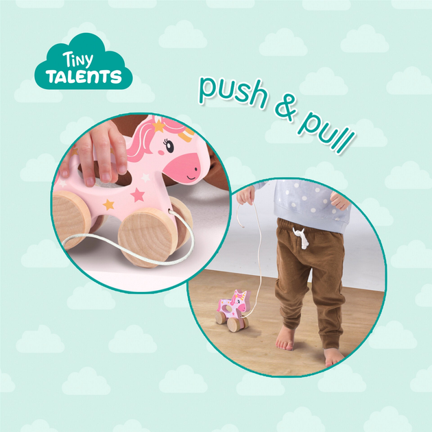 Jednorożec do ciągnięcia Ses Creative Tiny Talents Push & Pull 2 w 1 drewniany (8710341131371) - obraz 4