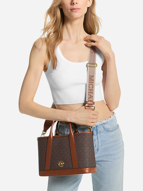 Сумка крос-боді через плече жіноча середня Michael Kors 30R4G99T1V-227 Коричнева (800070315528) - зображення 2