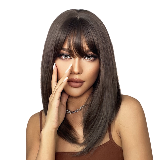 Парик Medium Ombre Brown, натуральные синтетические волосы - Фото 11 Парик Medium Ombre Brown, натуральные синтетические волосы - изображение 11