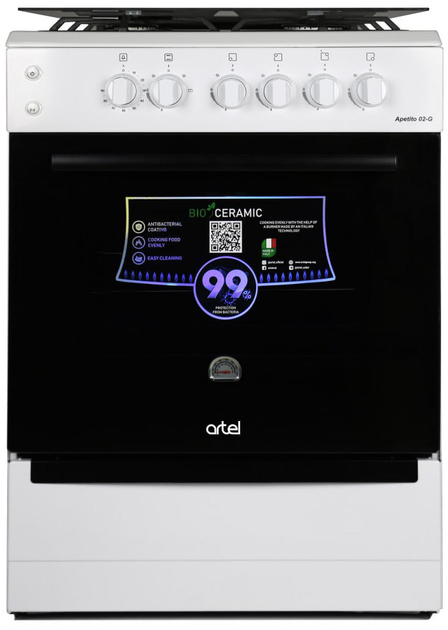 Плита газова ARTEL APETITO 02-G WHITE - Фото 1 Плита газова ARTEL APETITO 02-G WHITE - зображення 1